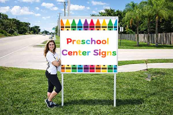 4x4 daycare sign mounted outdoors