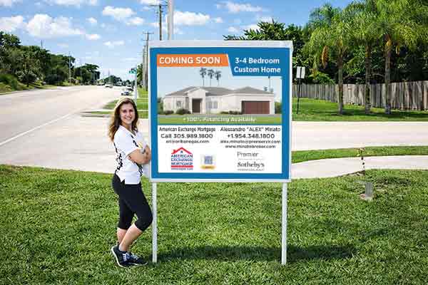 4x4 grand opening sign mounted outdoors