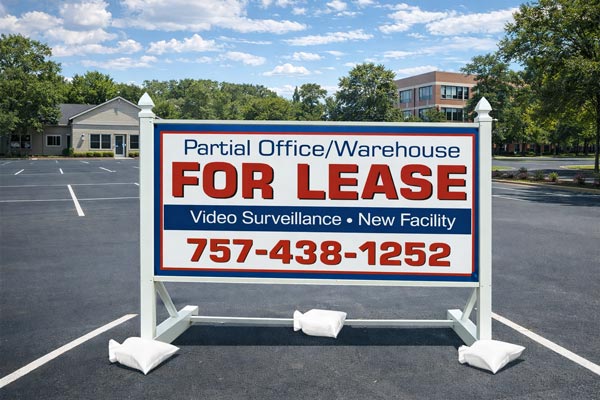 4x8 site safety sign with self standing post kit installed outdoors