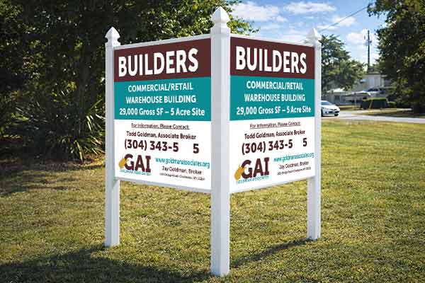 4x4 builder sign mounted outdoors