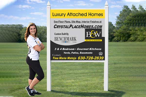 4x4 Baird & Warner sign mounted with PVC post kit