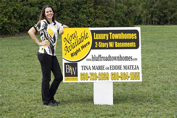 32x48 Baird & Warner yard sign for directional placement