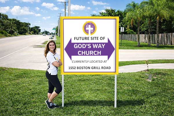 4x4 church sign mounted outdoors