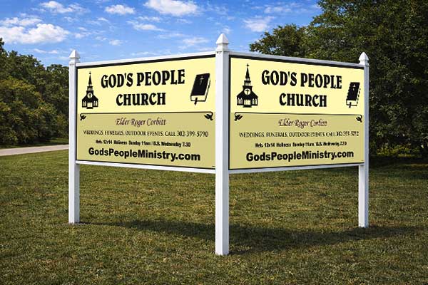4x8 church sign installed outdoors for roadside visibility