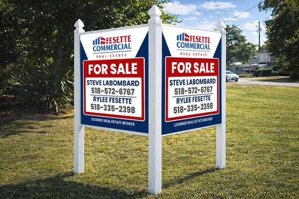 4x4 commercial site sign mounted outdoors with standard PVC post kit