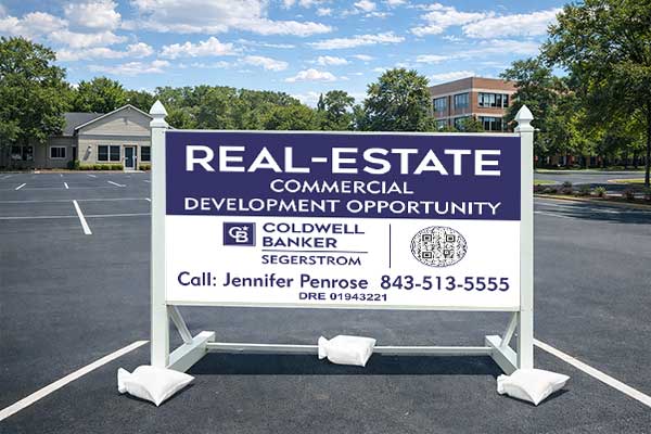 4x8 commercial site sign mounted outdoors for business and property visibility