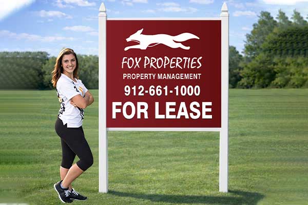 4x4 sign with standard pvc post kit installed outdoors