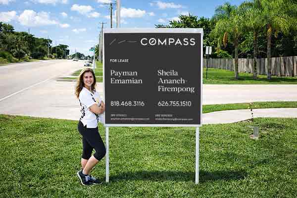 4x4 Compass sign with metal post kit installed