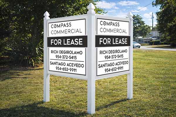 4x4 Compass sign mounted with PVC post kit