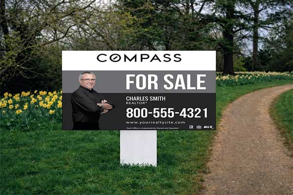 2x4 Compass directional sign for open house and traffic guidance
