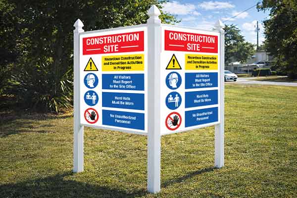 4x4 auction sign with arrow post kit installed outdoors