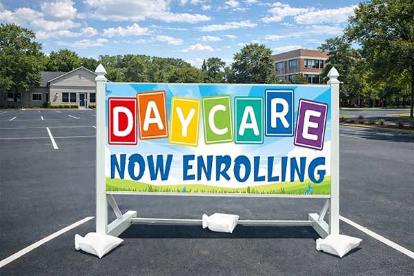 4x8 daycare sign installed outdoors