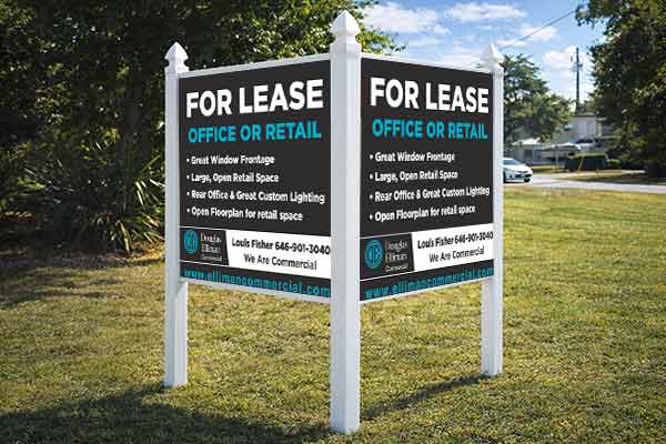 4x4 Douglas Elliman sign mounted with PVC post kit