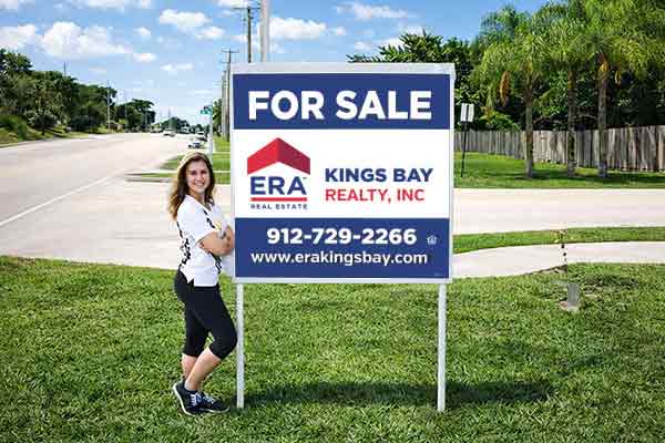 4x4 ERA sign with metal post kit installed outdoors