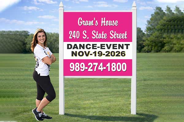 4x4 sign with standard pvc post kit installed outdoors