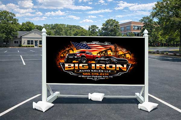 4x8 site sign with self standing post kit installed outdoors