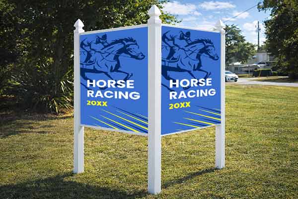 4x4 auction sign with arrow post kit installed outdoors