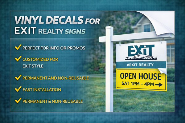 vinyl sign overlays used to update dates, times, and contact details