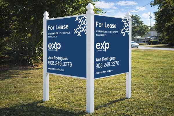 4x4 eXp sign mounted with PVC post kit