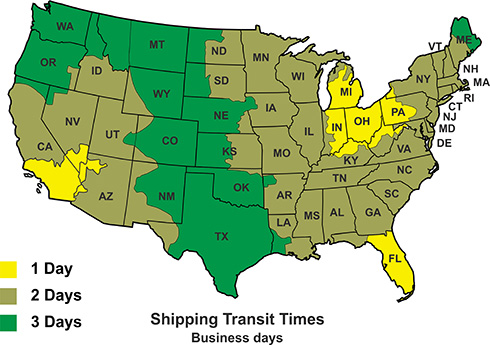 Shipping map 1-800-The-Sign
