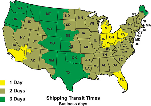 shipping intransite map for 1-800-the-sign