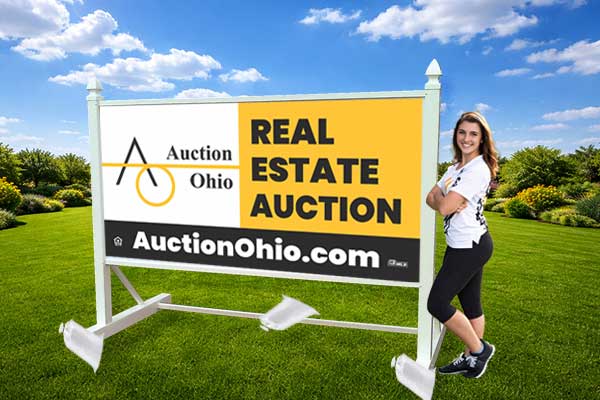 4x8 auction site sign mounted outdoors