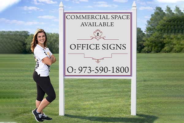 4x4 office sign mounted outdoors