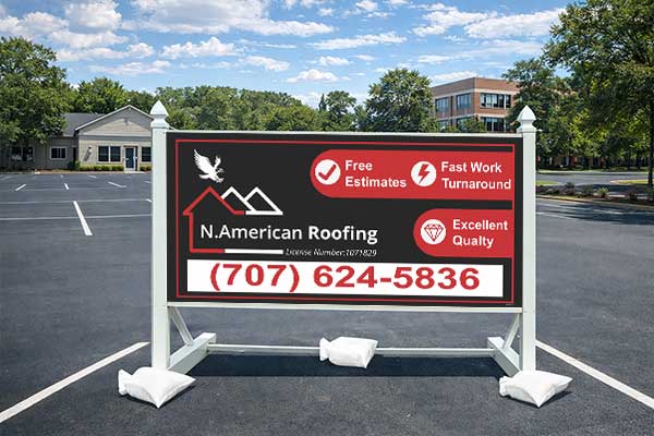 4x8 office sign installed outdoors at corporate property