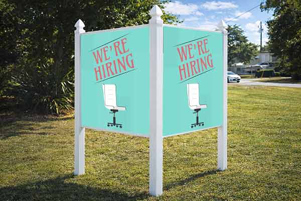 4x4 office sign mounted outdoors