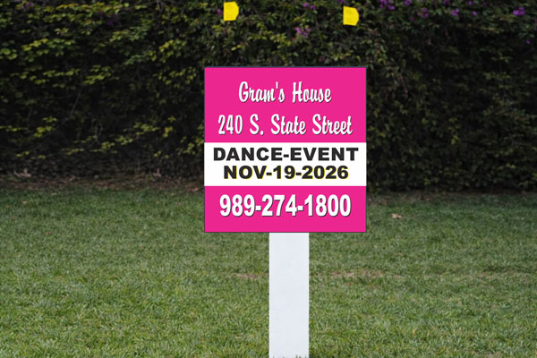2x2 outdoor event signs for vendor areas and lot markers