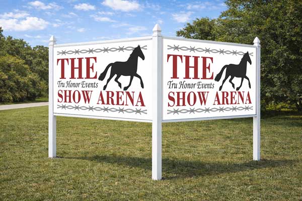 4x8 auction sign mounted in arrow post for auction listing