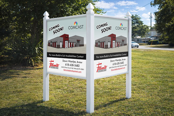 4x4 property sign mounted with standard PVC post kit