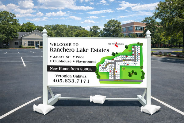 4x8 property sign mounted outdoors for maximum visibility