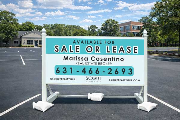 4x8 real estate sign with self-standing post kit for hard surfaces