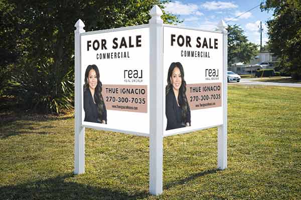 4x4 Real Broker sign mounted with PVC post kit