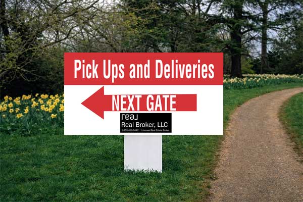 2x4 Real Broker directional sign for open house traffic