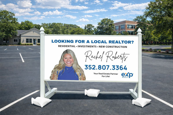 4x8 realtor sign with self-standing post kit for pavement and hard surfaces