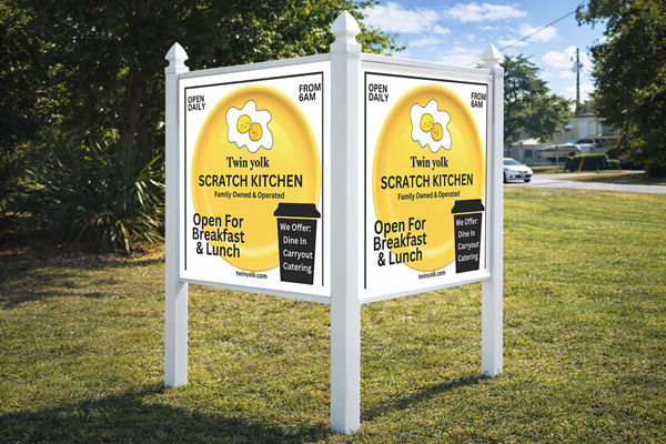 4x4 auction sign with arrow post kit installed outdoors