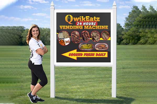 4x4 sign with standard pvc post kit installed outdoors