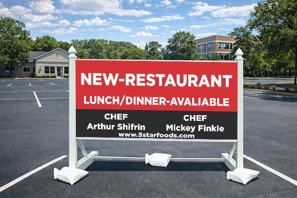 4x8 site sign with self standing post kit installed outdoors