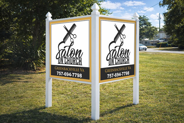 4x4 salon sign mounted outdoors