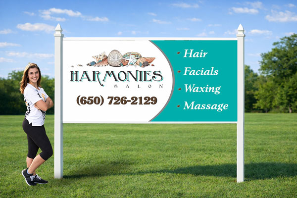 4x8 salon sign installed outdoors for roadside visibility