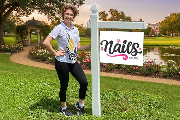 18x24 aluminum signs mounted with yard arm for long-term outdoor use