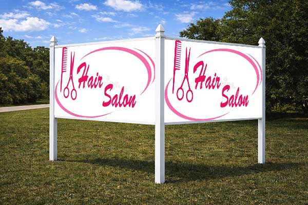 4x8 salon sign installed outdoors for roadside visibility