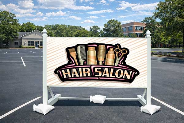 4x8 salon sign installed outdoors for roadside visibility