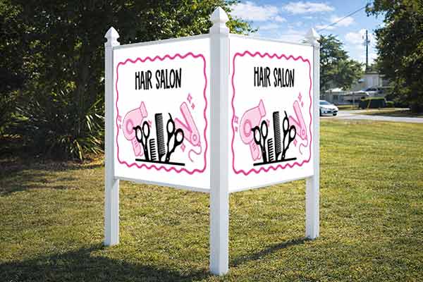 4x4 salon sign mounted outdoors