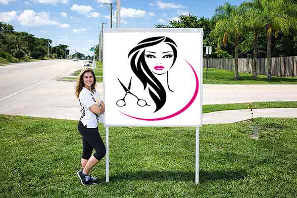 4x4 salon sign mounted outdoors