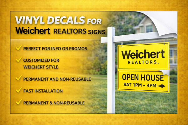 vinyl sign overlays used to update dates, times, and contact details