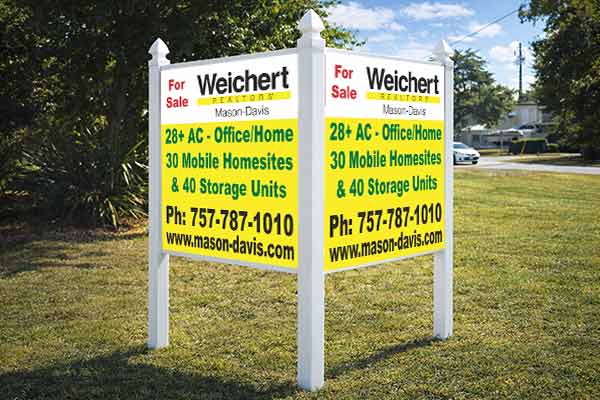 4x4 Weichert Realtors sign mounted with PVC post kit